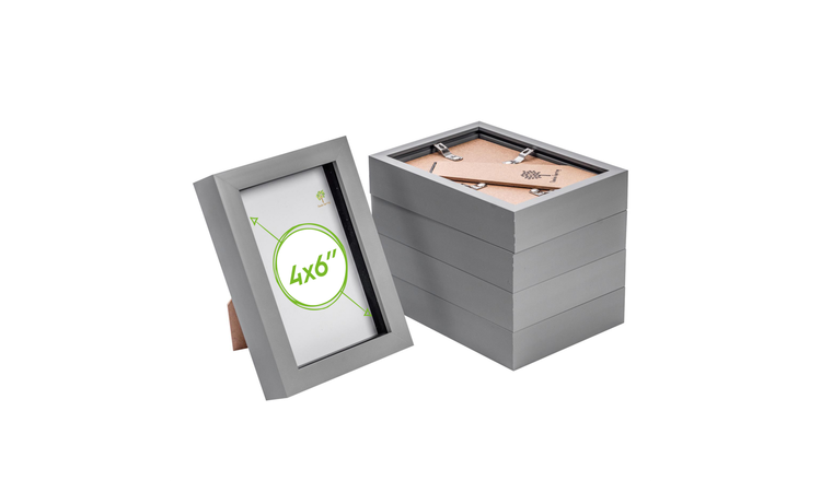 Nicola Spring 3D Box Photo Frames 4 x 6" Set of 5 - Grey