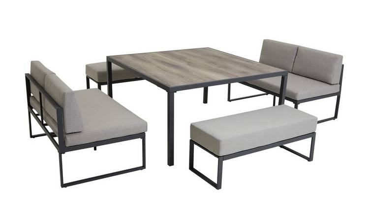 Argos Home Colmar 8 Seater Space Saving Metal Patio Set-Grey