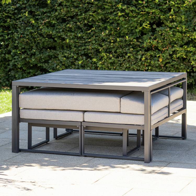 Argos Home Colmar 8 Seater Space Saving Metal Patio Set-Grey 0