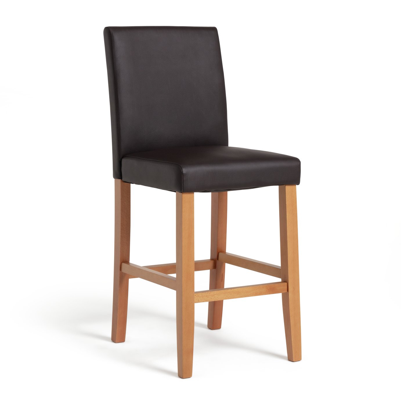 Habitat Winslow Wood & Faux Leather Bar Stool - Chocolate