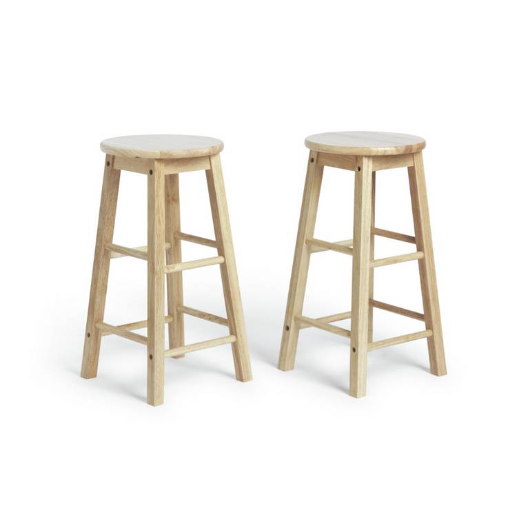 Habitat Pair of Solid Wood Kitchen Stools 0