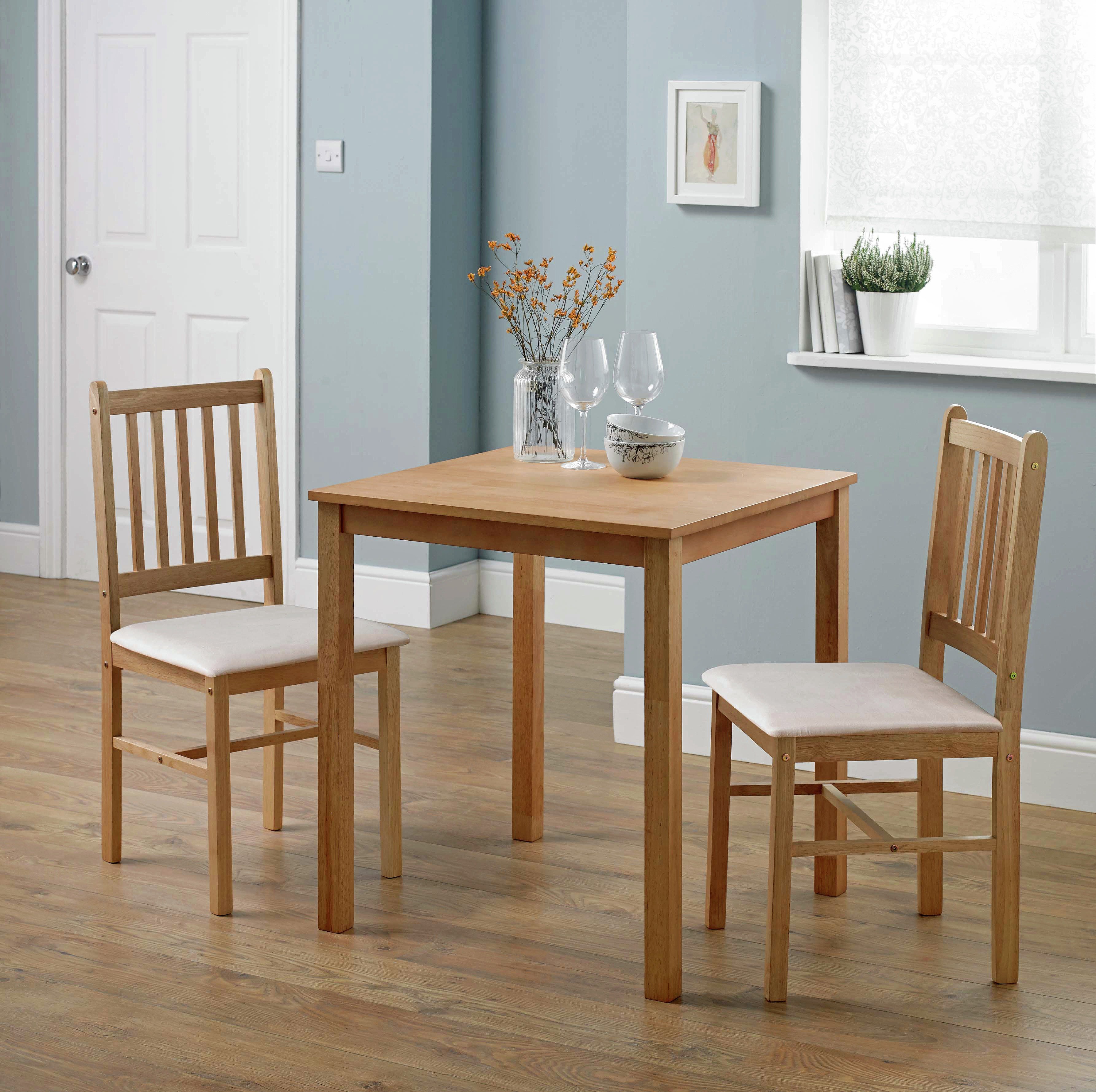 Argos Home Kendal Square Solid Wood Table & 2 Chairs - Cream
