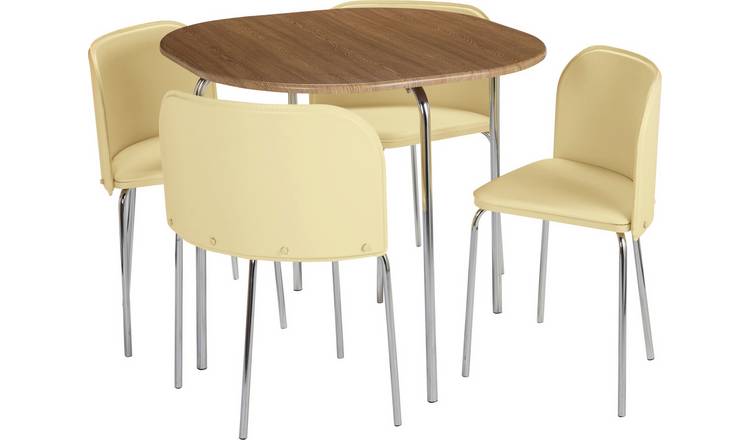 Argos Home Amparo Oak Effect Dining Table & 4 Cream  Chairs