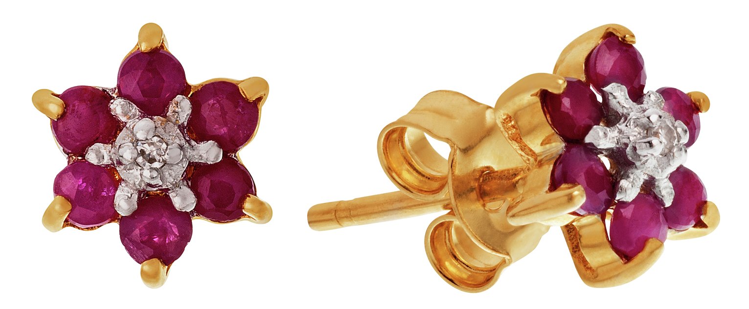 Revere 9ct Yellow Gold Ruby and Diamond Accent Stud Earrings Review