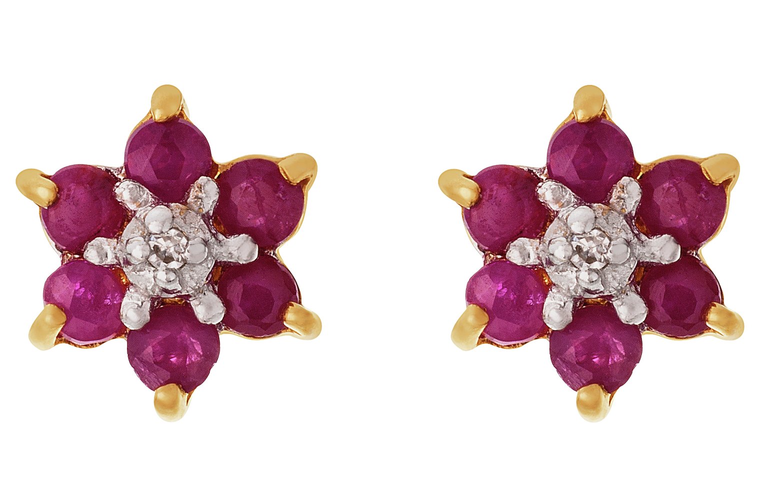 Revere 9ct Yellow Gold Ruby and Diamond Accent Stud Earrings Review