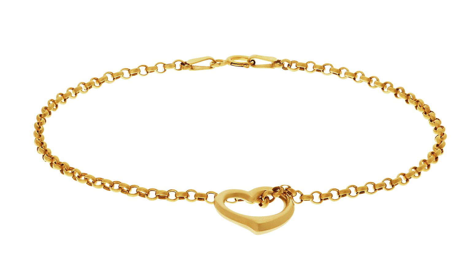 Revere 9ct Yellow Gold Floating Heart Bracelet