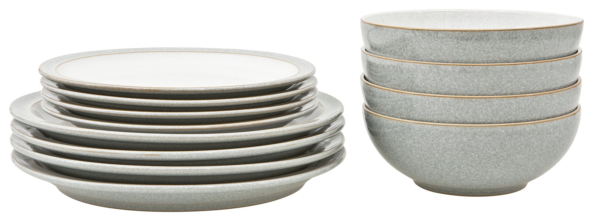 Denby Elements 12 Piece Ceramic Tableware - Light Grey