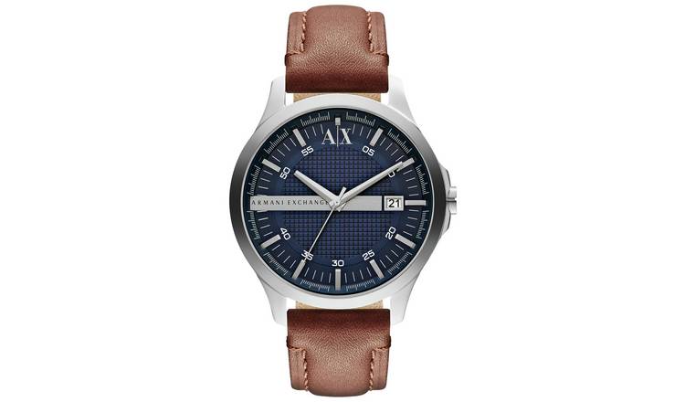 Buy Armani Exchange Men's Brown Leather Strap Watch | Men's watches | Argos