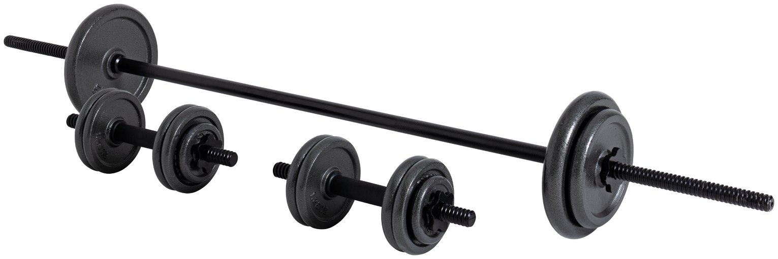 Opti Cast Iron Bar and Dumbbell Set 35kg 6017413 Argos Price