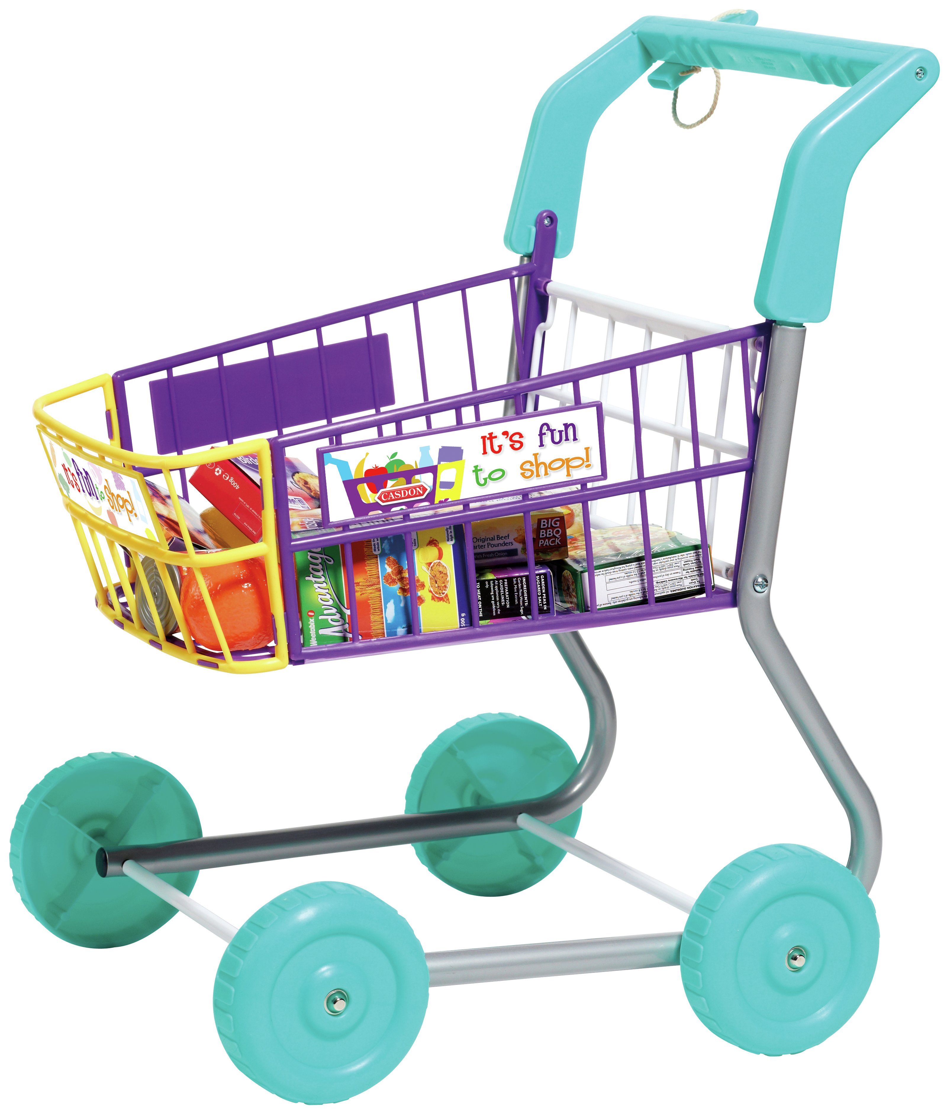 children's till and shopping trolley