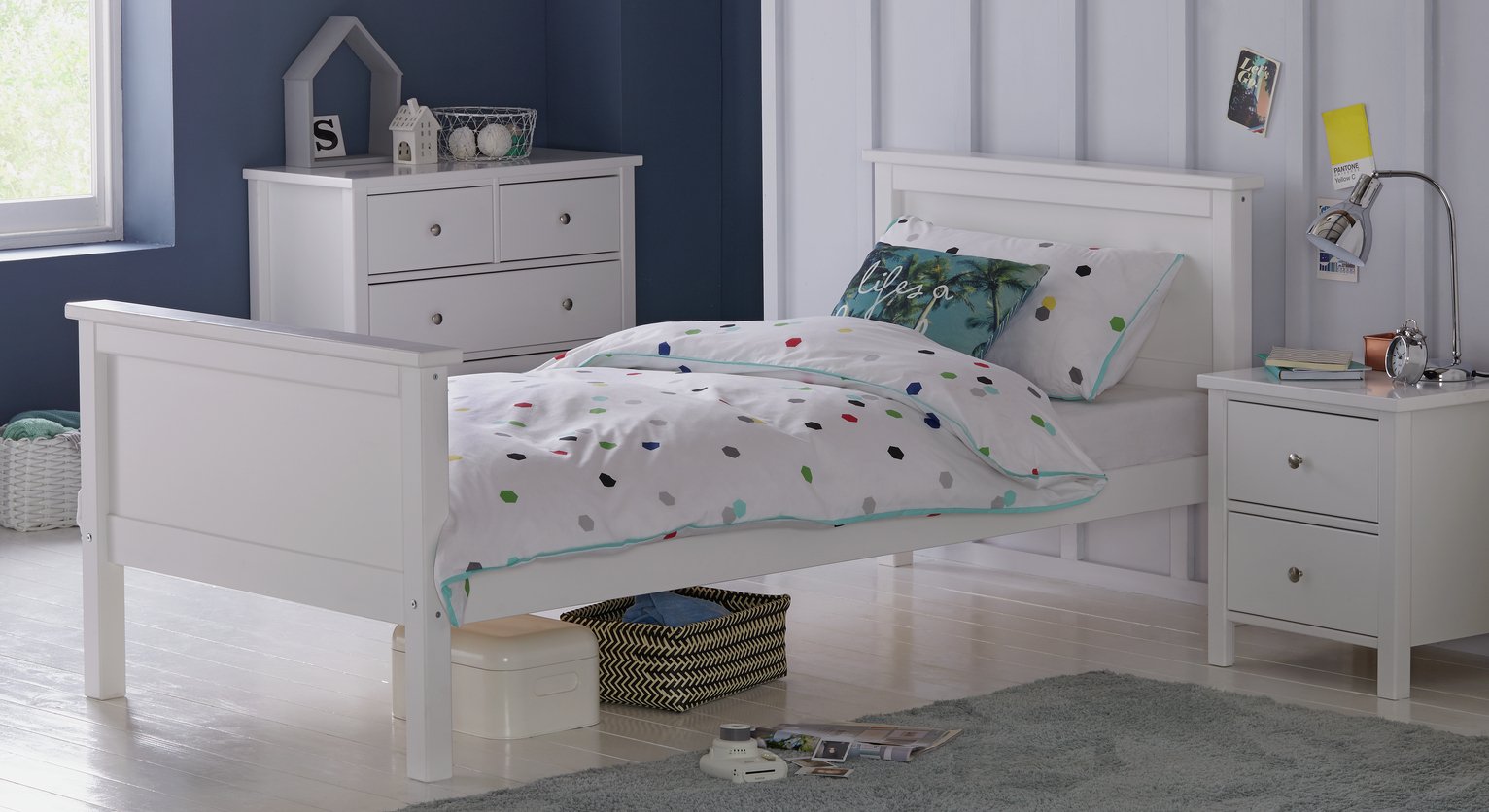 kids white single bed