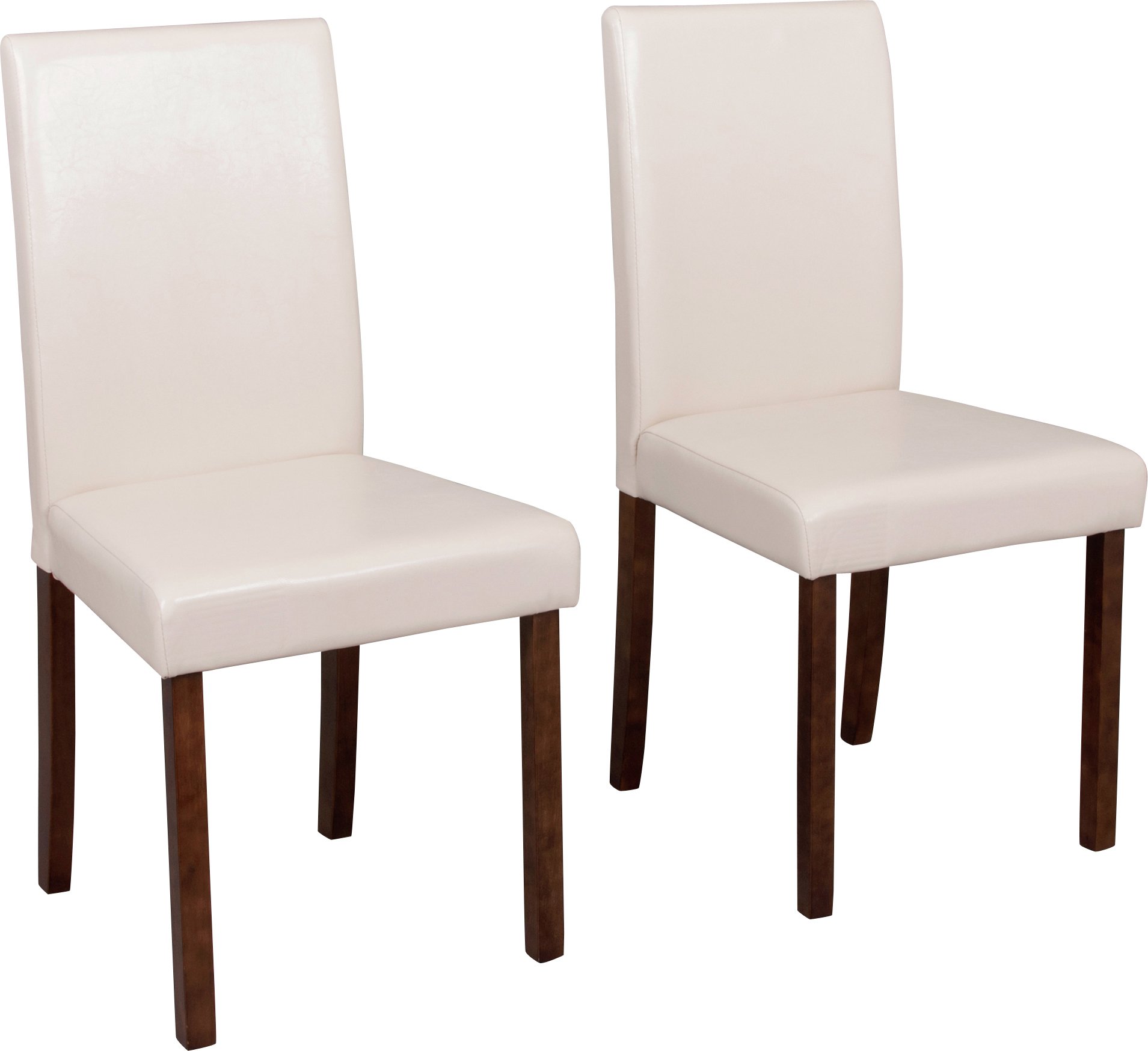 Argos Home Pair of Leather Effect Mid Back Chairs - Cream