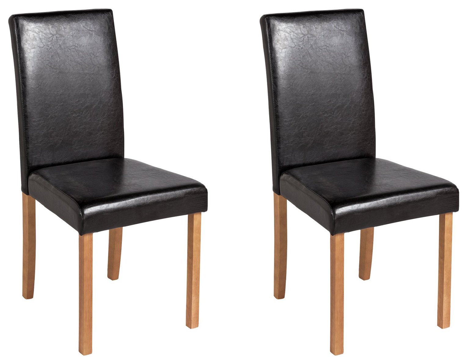 Argos Home Pair of Leather Effect Mid Back Chairs -  Black