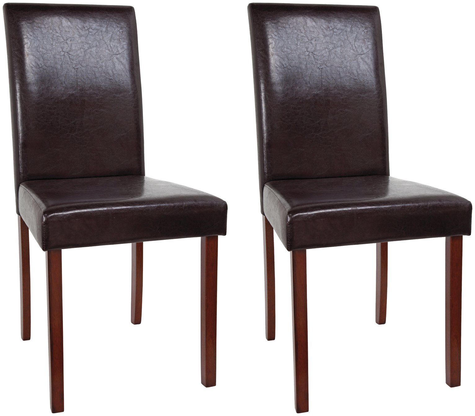 Argos Home Pair of Leather Effect Mid Back Chairs -Chocolate