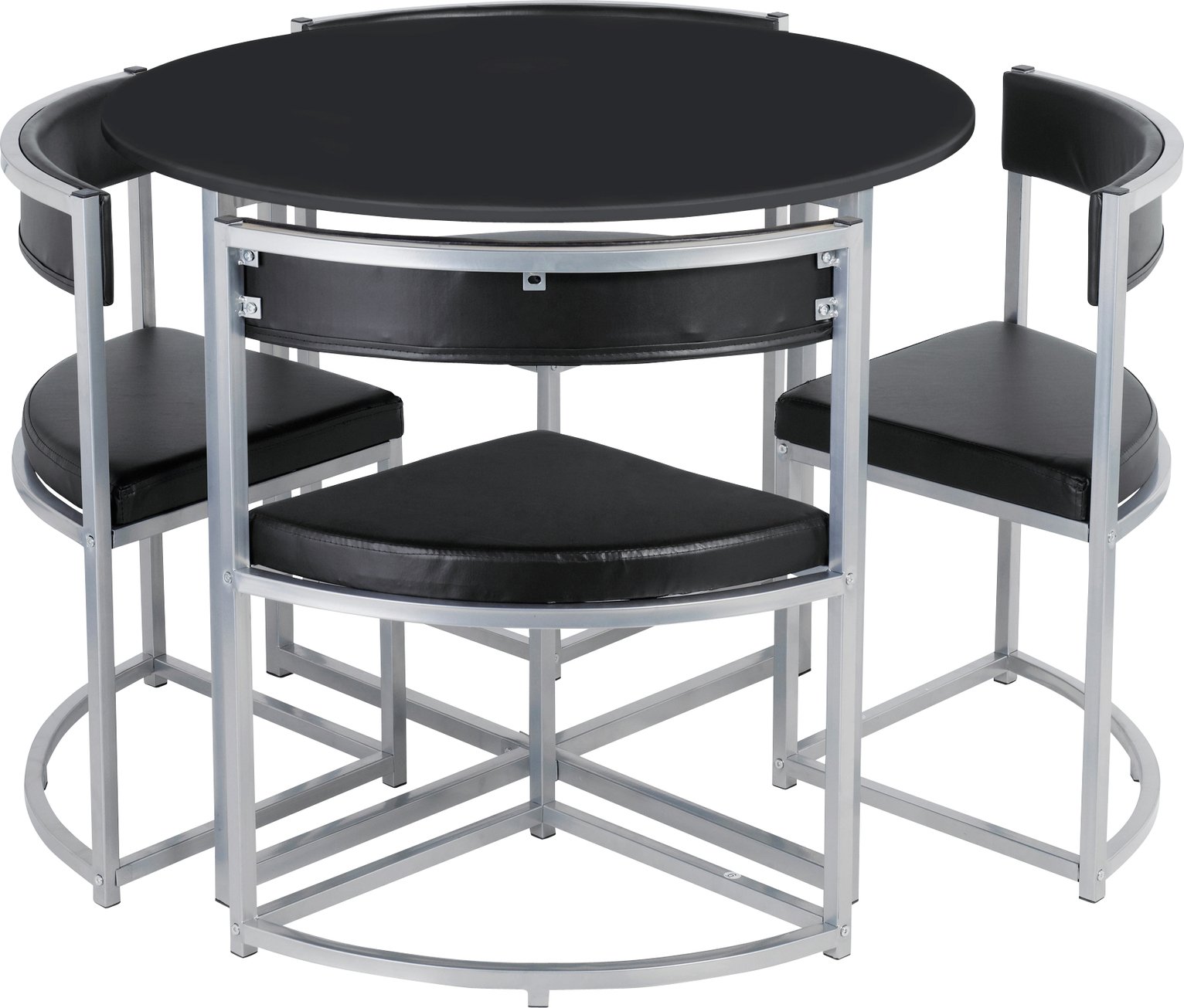 Hygena Wooden Space Saver Table and 4 Chocolate Chairs