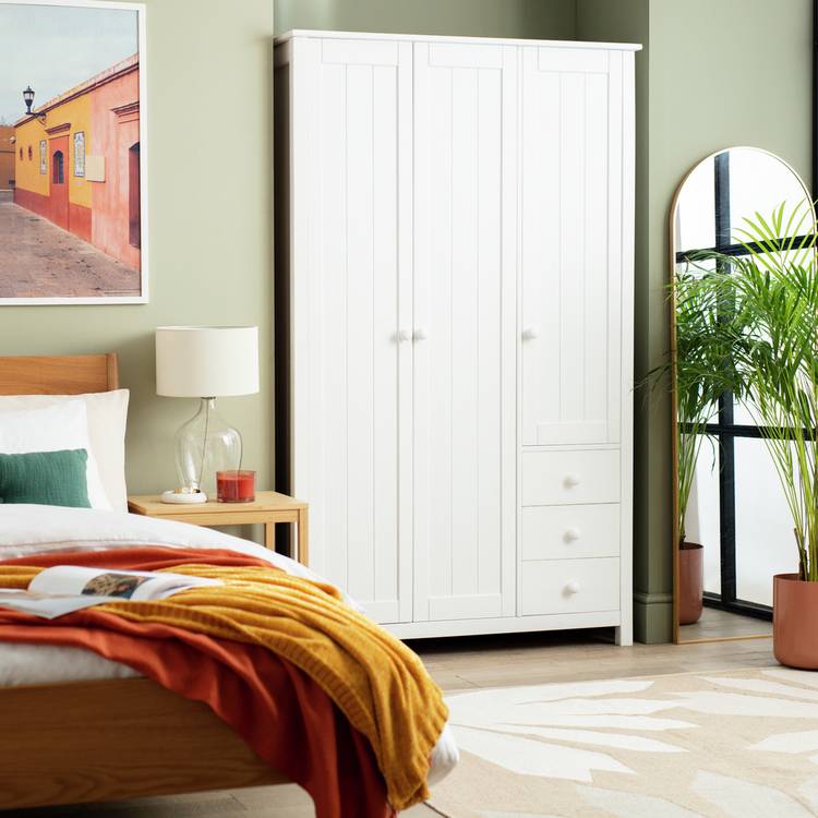 Argos Home New Scandinavia 3 door 3 Drawer Wardrobe - White 0