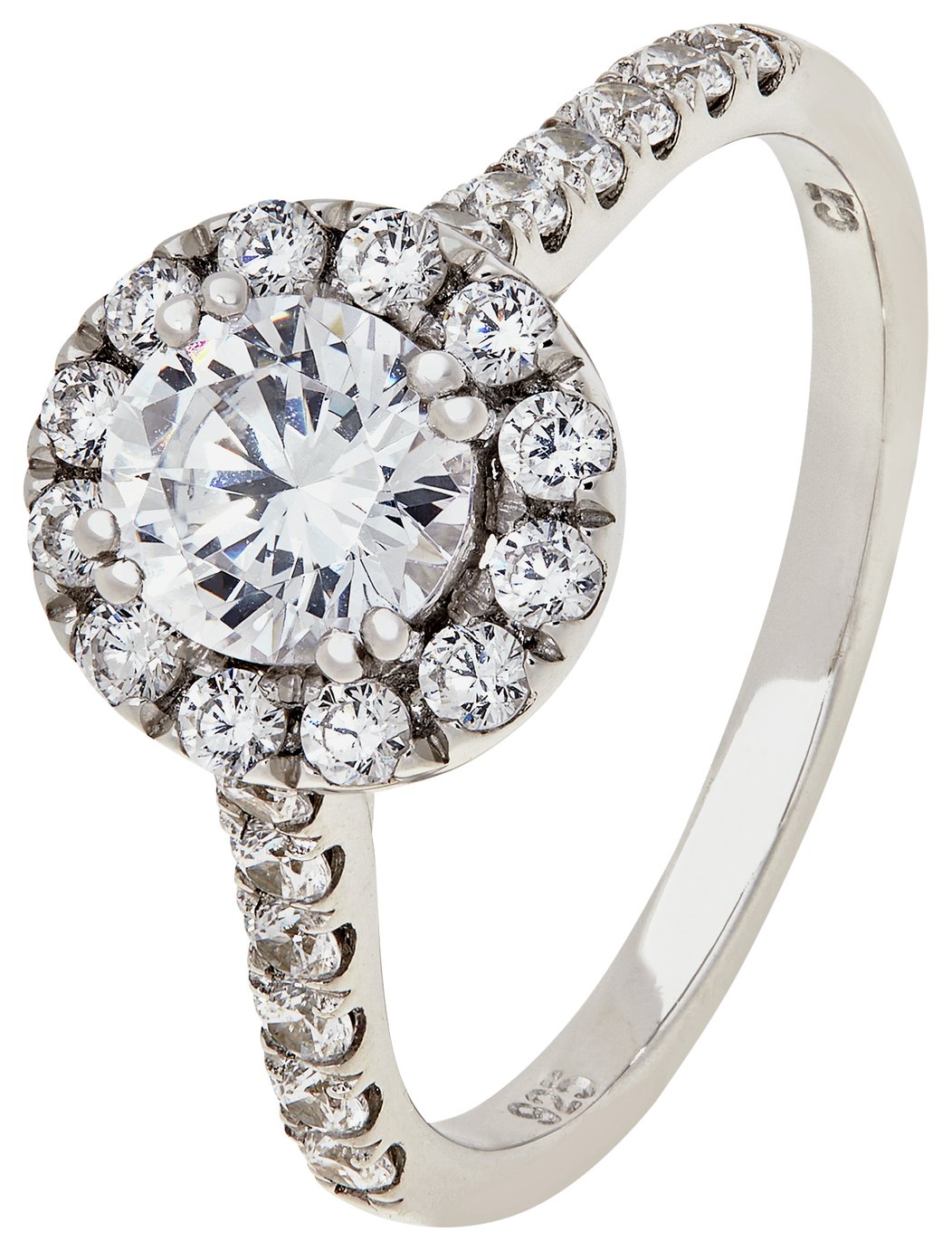 Revere Sterling Silver Round Cubic Zirconia Halo Ring