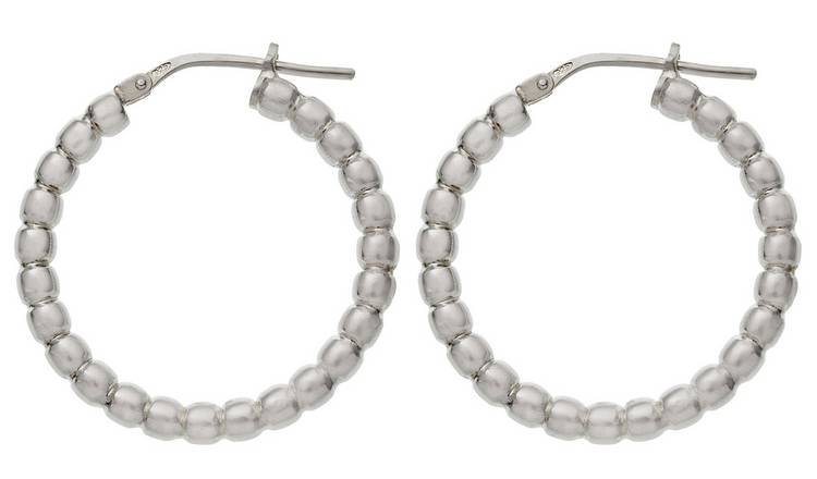 Beaded silver deals hoop earrings