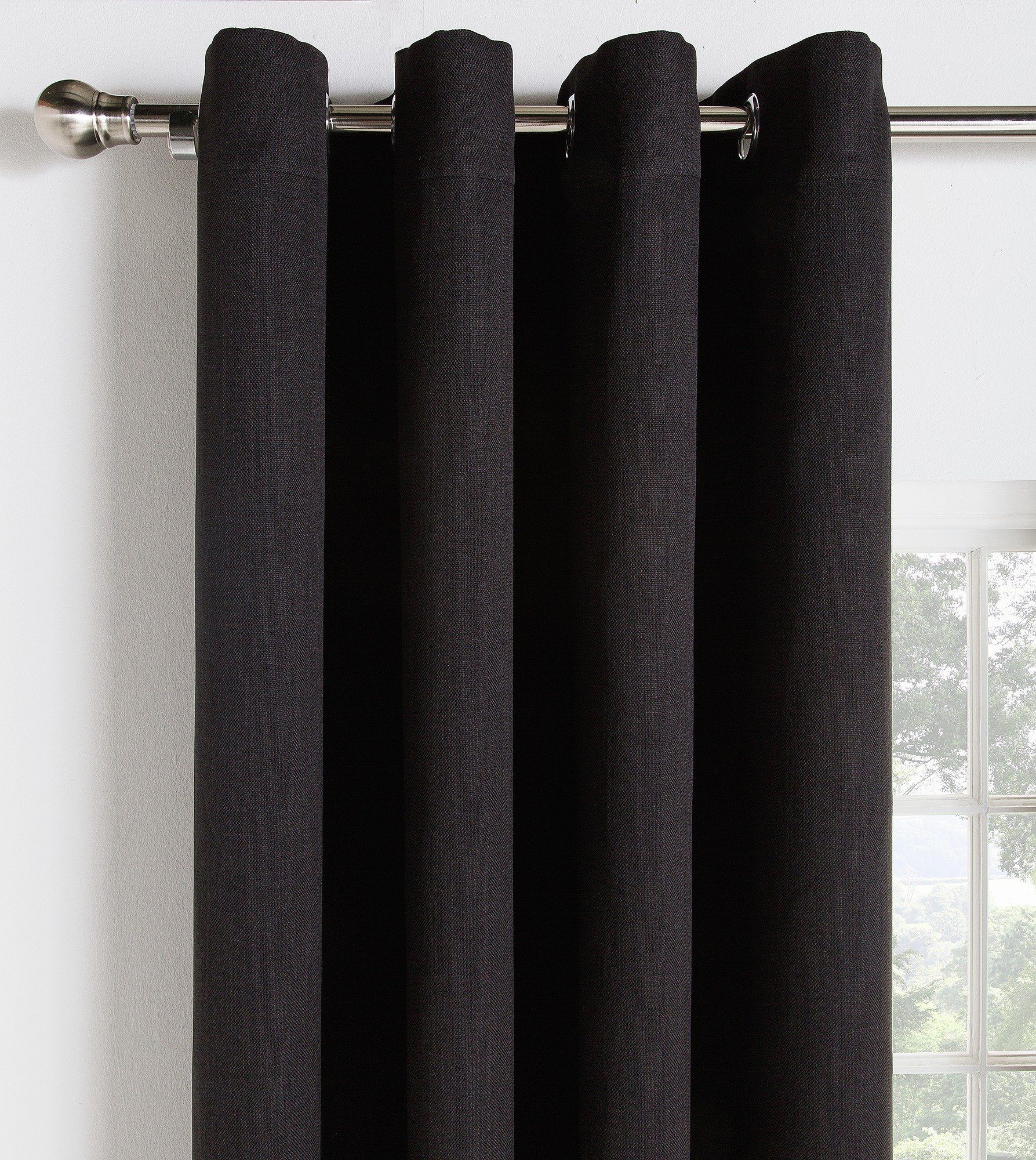 Argos Home Linen Look Blackout Curtains 117x183cm Black (6044187