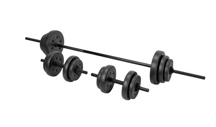 Opti Vinyl Barbell and Dumbbell Weight Set - 35kg 