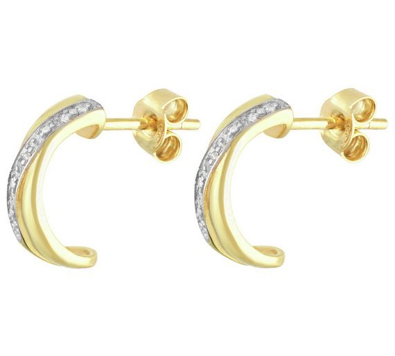 Revere 9ct Gold Plated Sterling Silver Diamond Stud Earrings