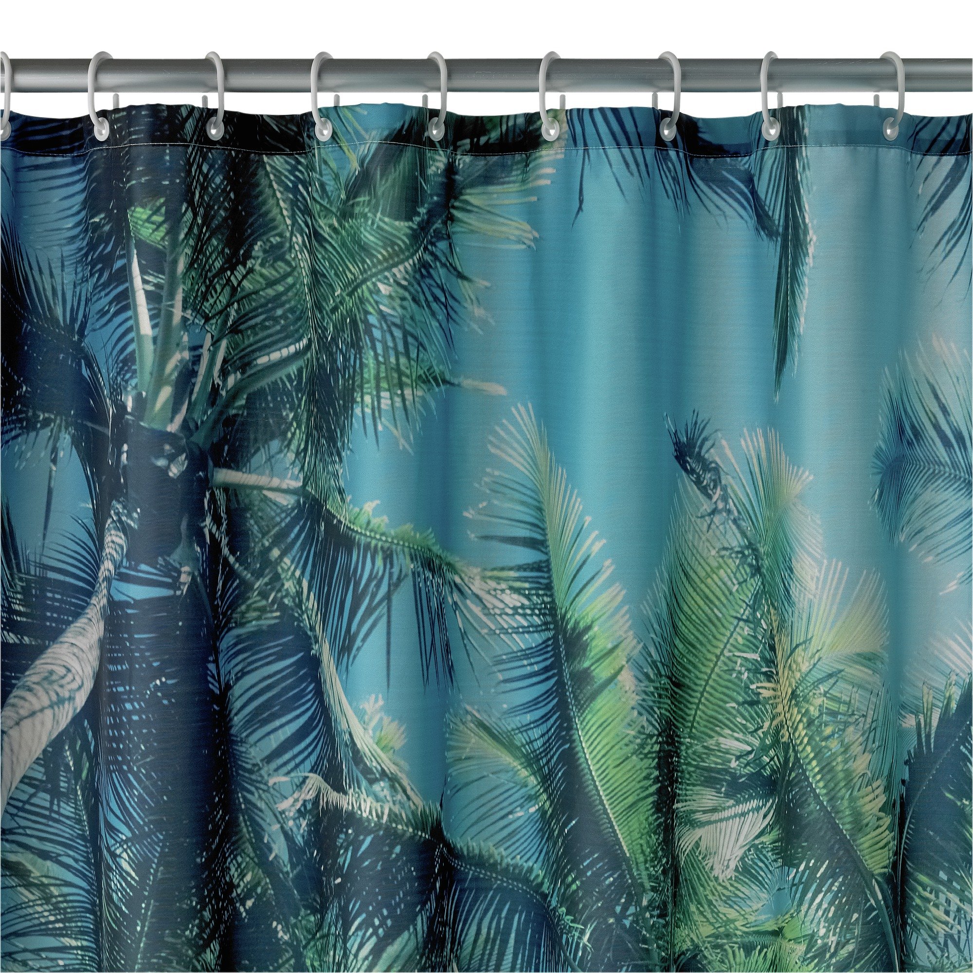 Argos Home Palm Trees Shower Curtain - Blue & Green