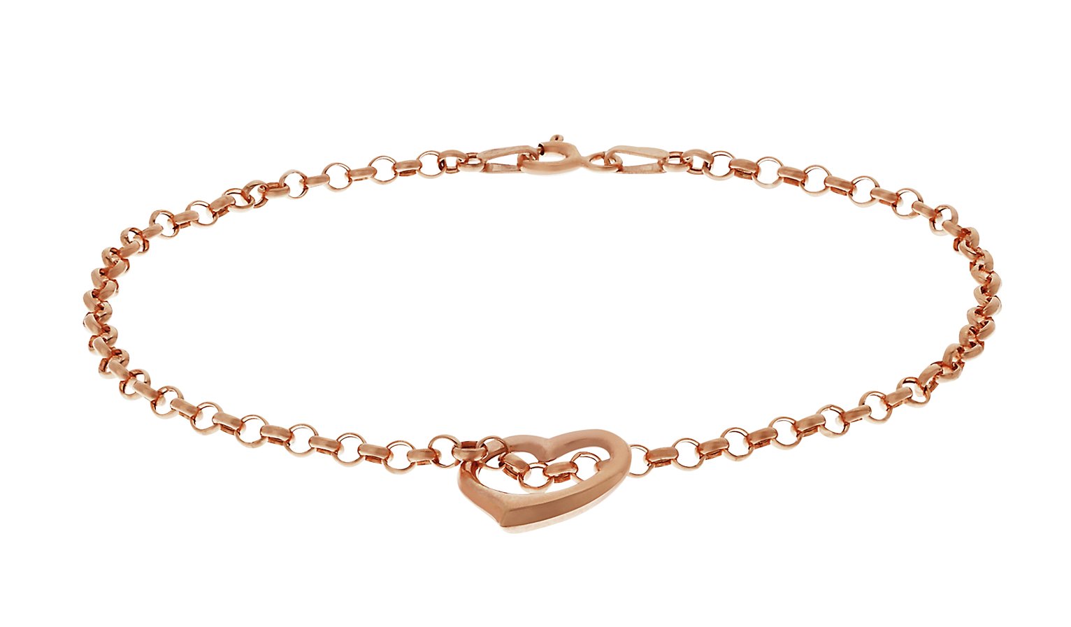 Revere 9ct Rose Gold Floating Heart Bracelet