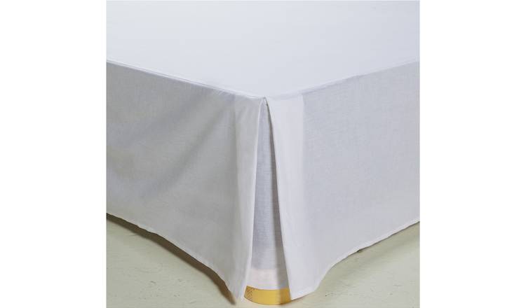 SINGLE SIZE EASYCARE POLY COTTON  FITTED VALANCE SHEET IN PLAIN WHITE