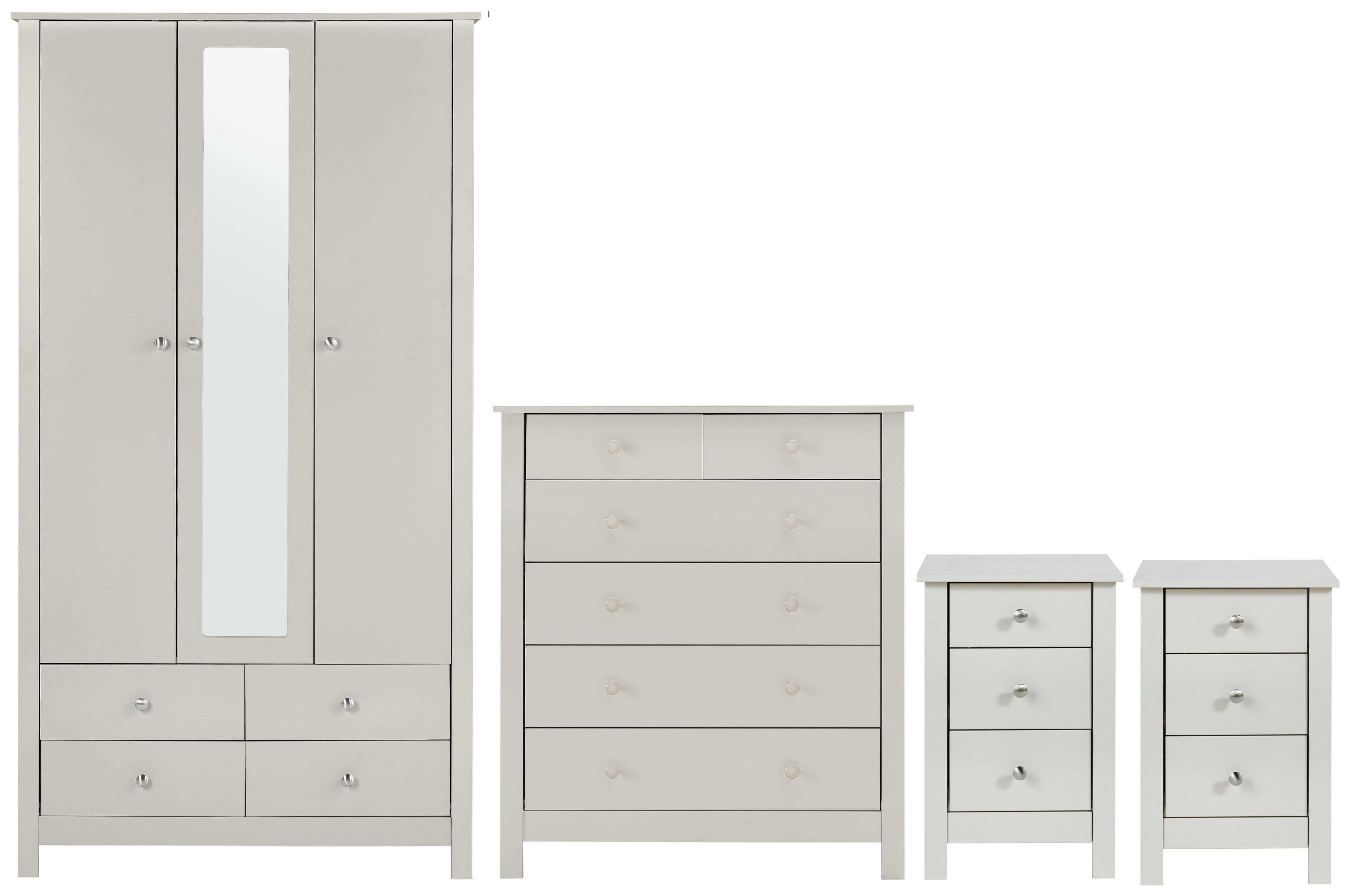 Habitat Osaka 4 Piece 3 Door Wardrobe Set - Soft Grey