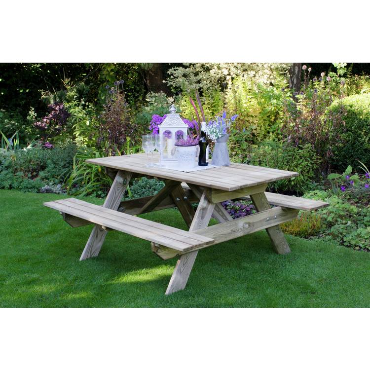 Forest Garden 4 Seater Wooden Picnic Table  0
