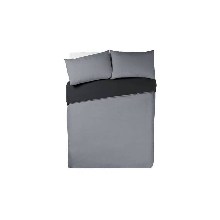 Habitat Easycare Two Tone Grey & Black Bedding Set - King 0