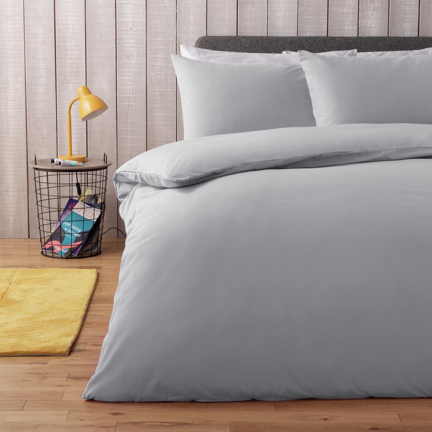 Habitat Easycare Plain Grey Bedding Set - Single