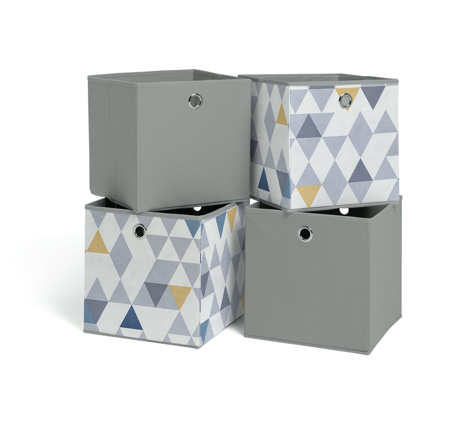 Habitat Set of 4 Squares Plus Boxes - Mosaic & Soft Grey