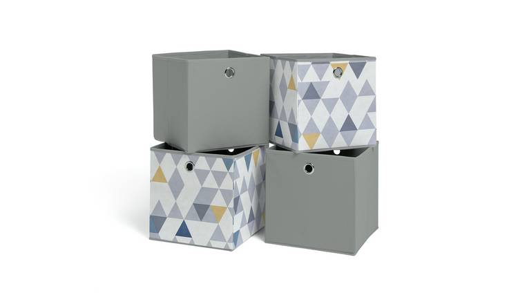 Habitat Set of 4 Squares Plus Boxes - Mosaic & Soft Grey