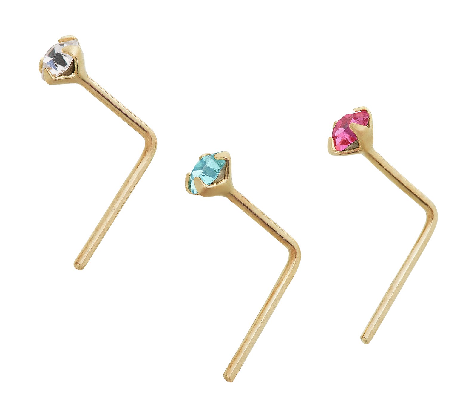 State of Mine 9ct Yellow Gold Crystal Nose Studs - Set of 3