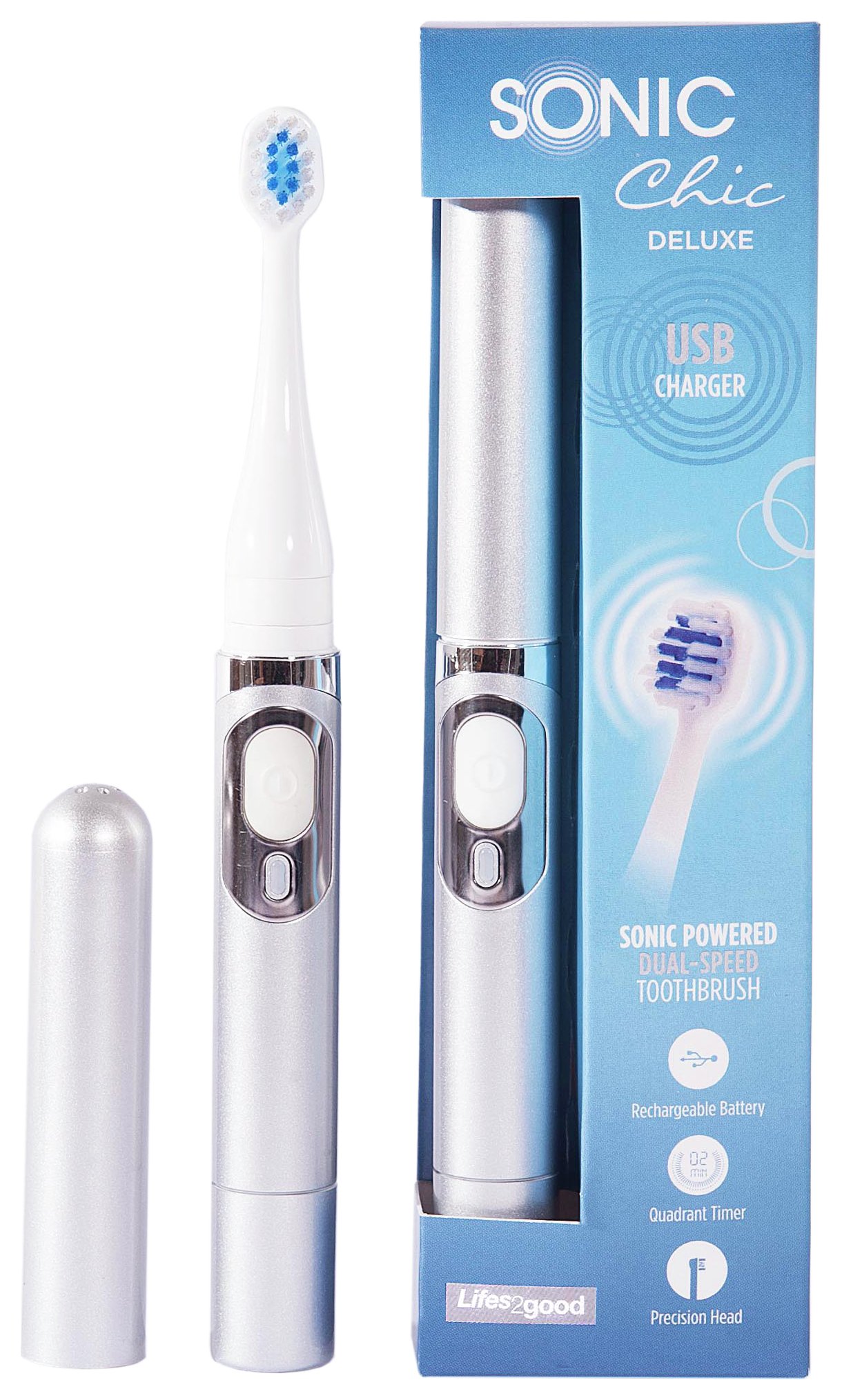 Sonic Chic 12g-tb-dx-s Deluxe Silver Toothbrush