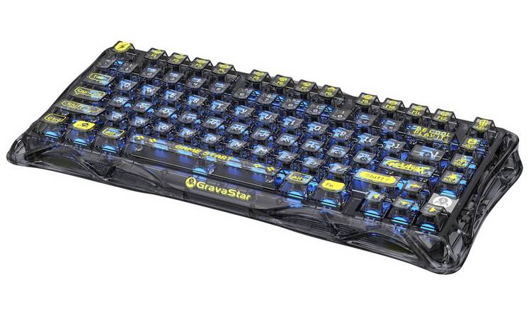 GravaStar Mercury K1 Lite Wired & Wireless Gaming Keyboard - Transparent Black