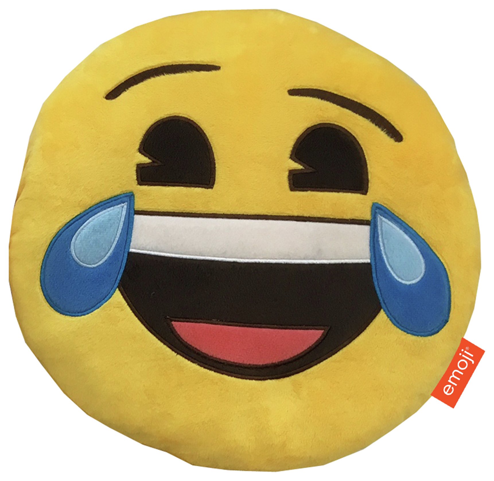Emoji Round Happy Tears Cushion - Yellow.