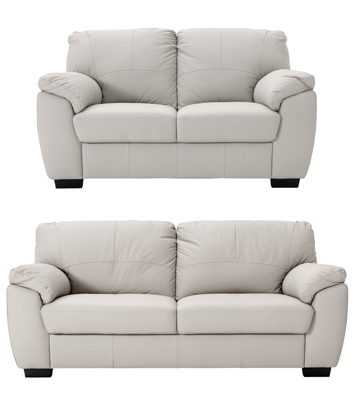 Argos Home Milano Leather 2 & 3 Seater Sofas - Light Grey