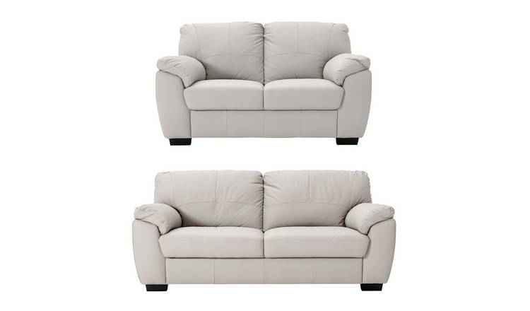 Argos Home Milano Leather 2 & 3 Seater Sofas - Light Grey