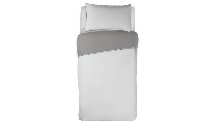 Argos Home Easycare Two Tone White &Grey Bedding Set -Single
