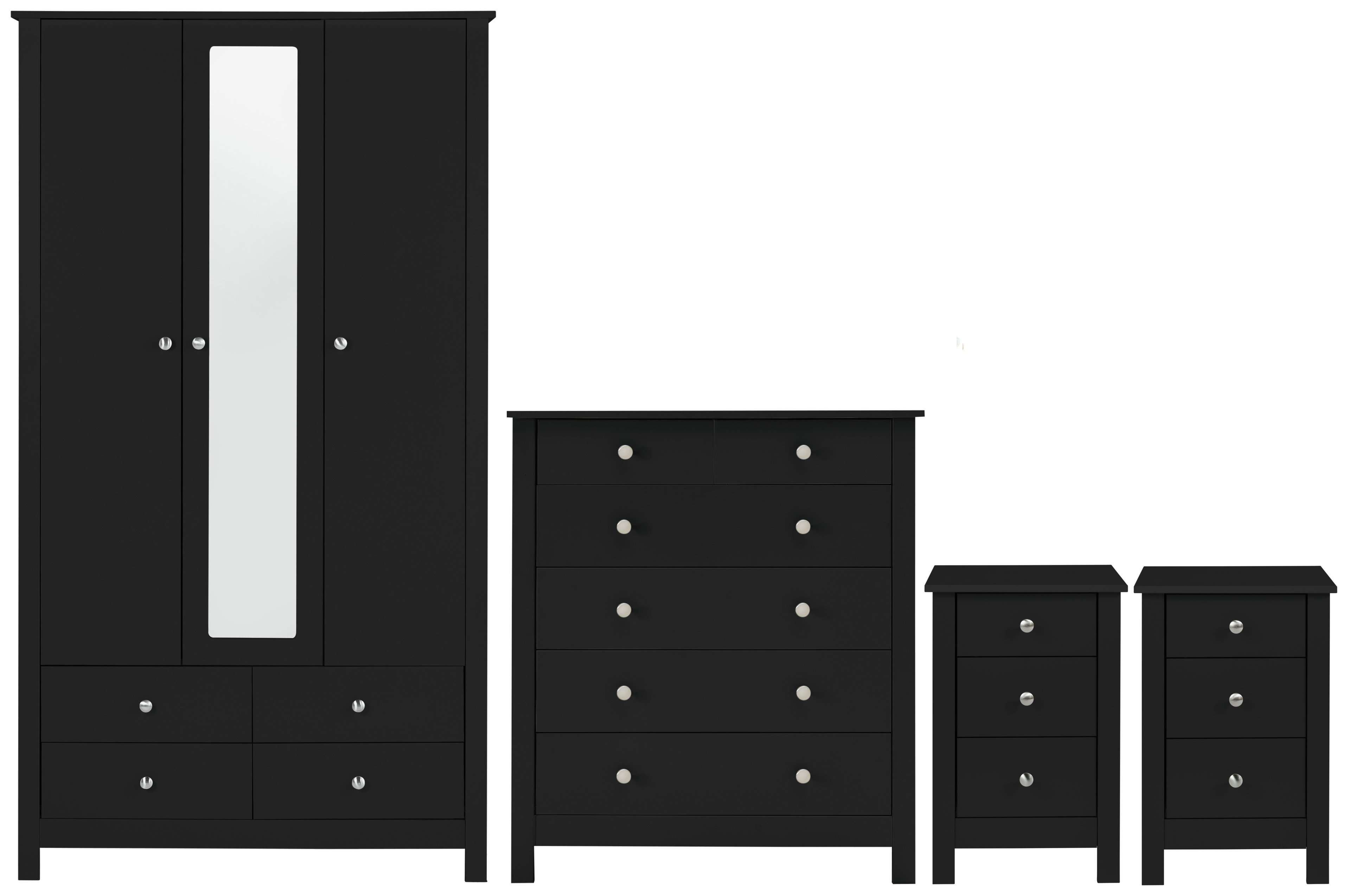 Argos Home Osaka 4 Piece 3 Door Wardrobe Set - Black