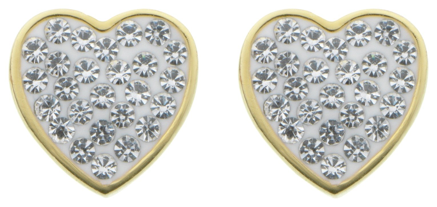 Evoke 9ct Gold Plated Silver Crystal Heart Stud Earrings Reviews