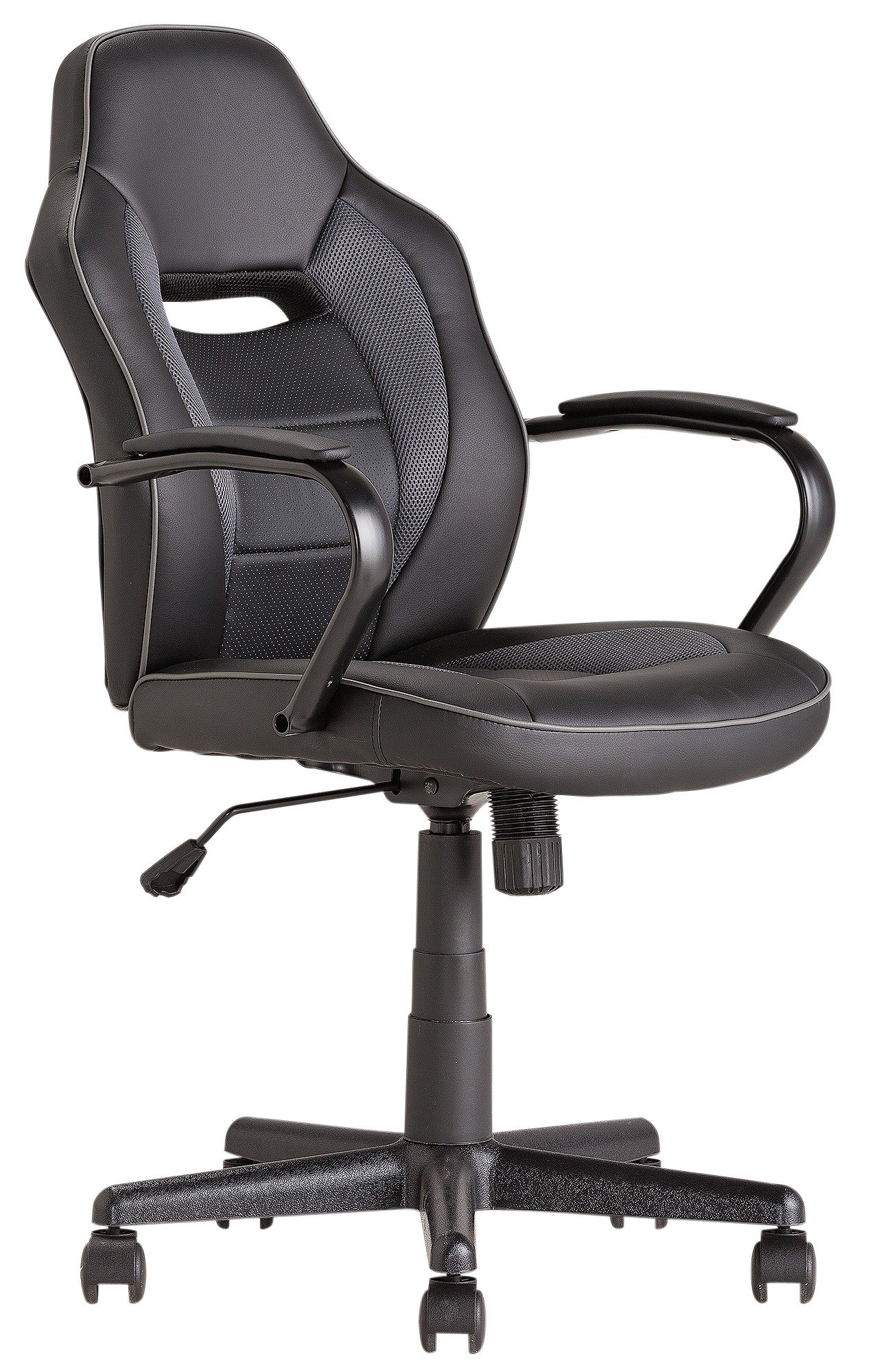 Argos Home Faux Leather Mid Back Gaming Chair - Black