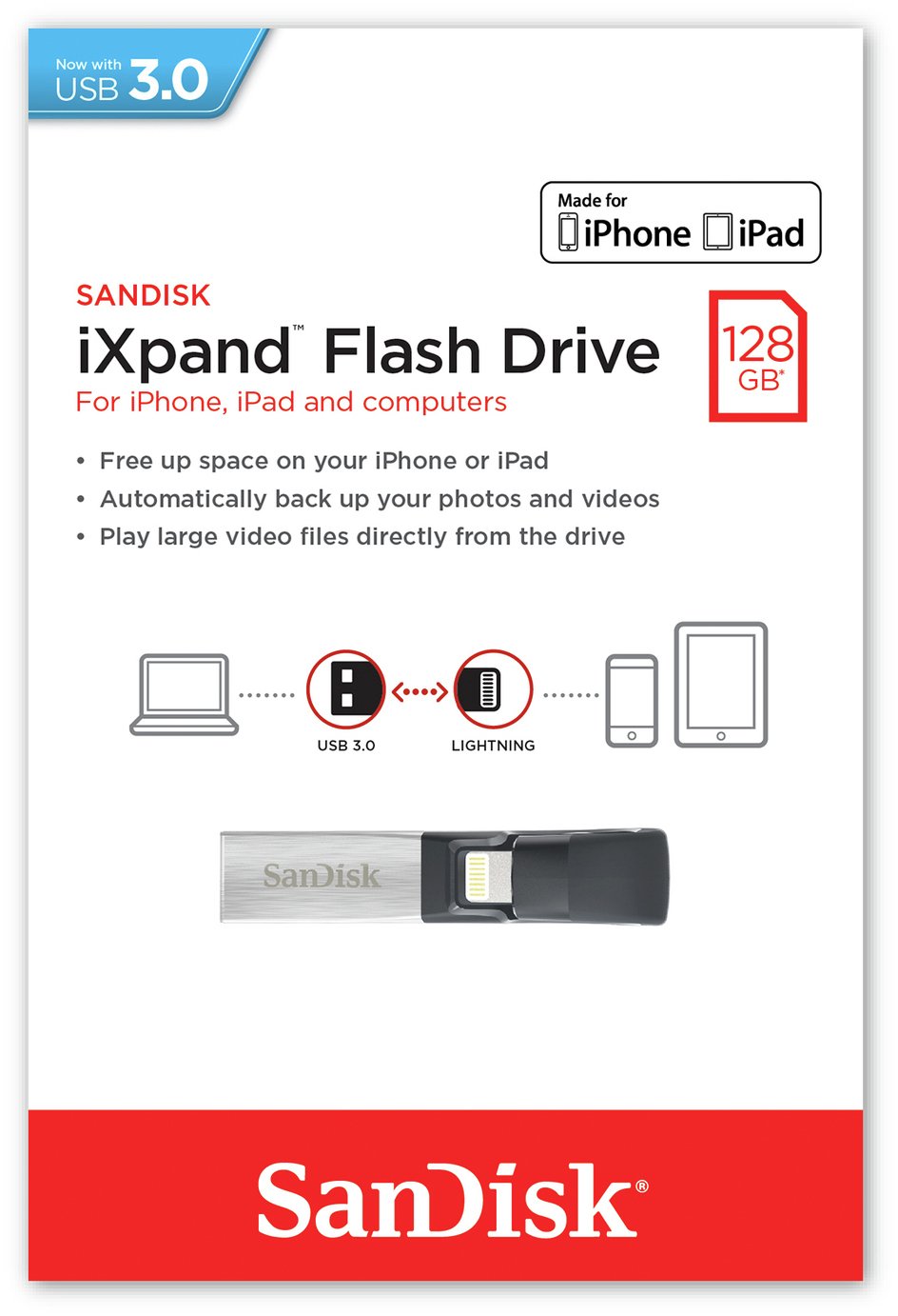 SanDisk iXpand 128GB Flash Drive for iPhone and iPad