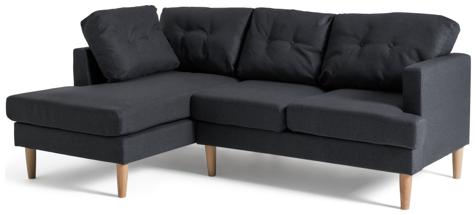 Habitat Joshua Fabric Corner Chaise Sofa Charcoal (6089647) Argos
