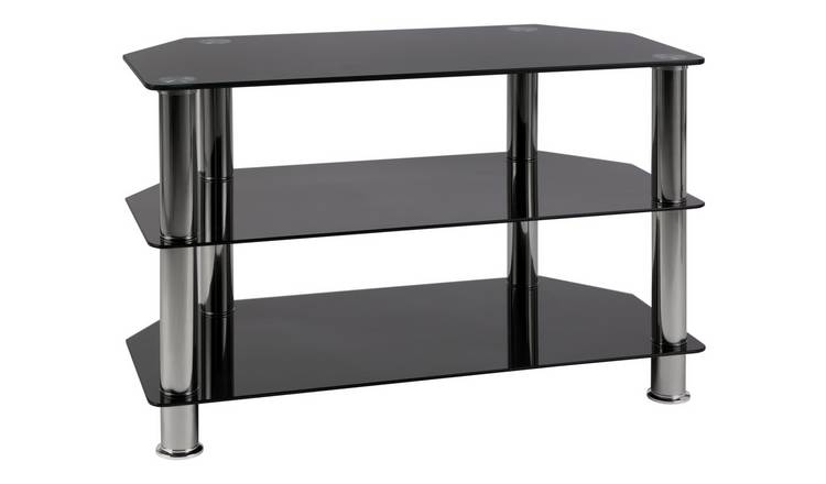 Argos Home Matrix Glass Corner TV Unit - Black & Chrome