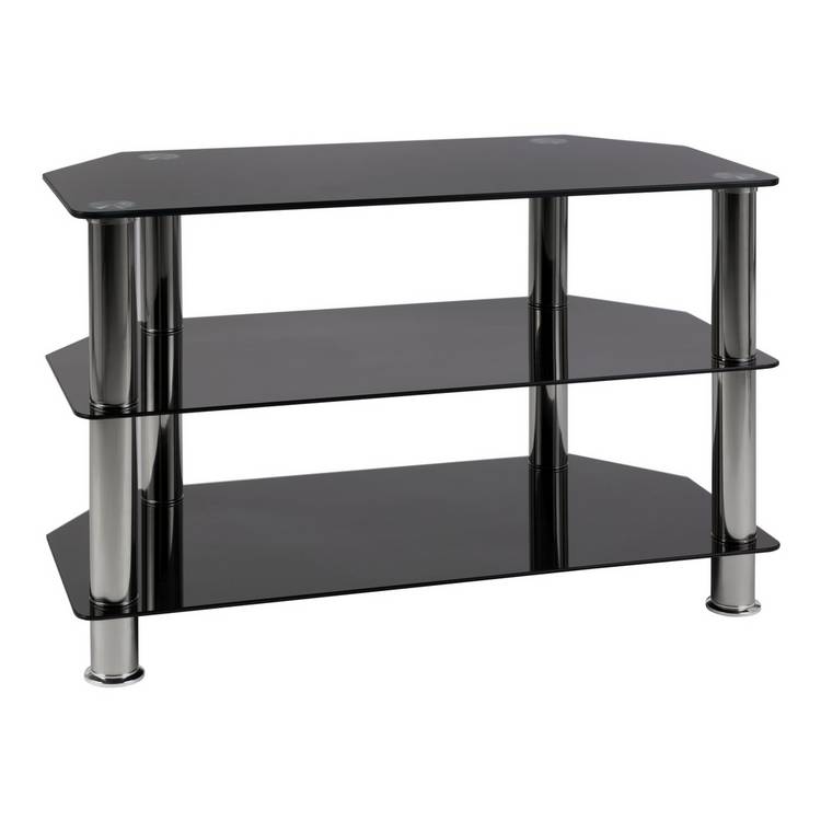 Argos Home Matrix Glass Corner TV Unit - Black & Chrome 0