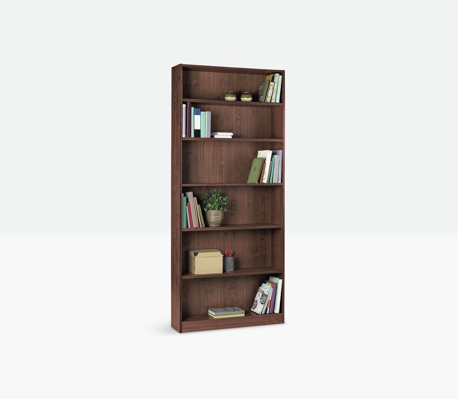 Argos Home Maine 5 Shelf Tall Wide Bookcase Walnut Effect