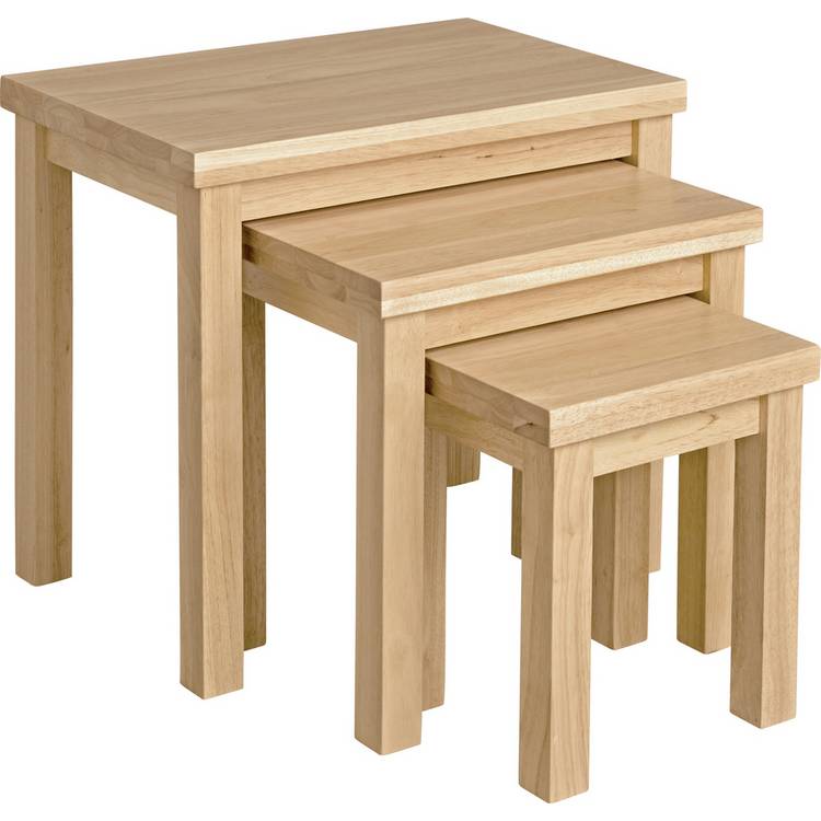 Argos Home Gloucester Nest of 3 Solid Wood Tables - Natural 0